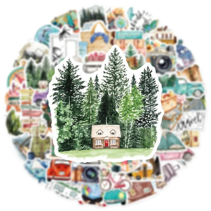 

50Pcs New Outdoor Travel Graffiti Stickers Waterproof PVC Decals for Luggage Box Water Bottle Laptop Guitar