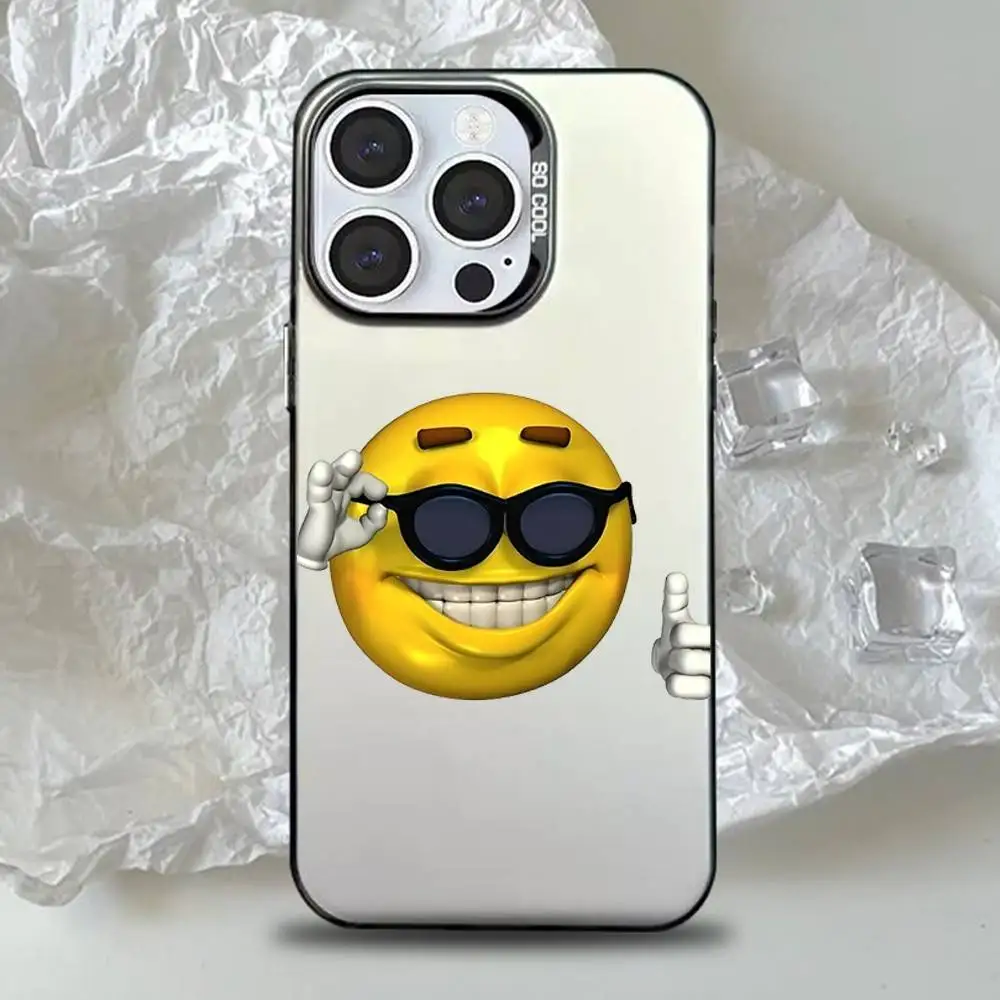 Чехол для телефона с забавными наклейками с изображением эмодзи для iPhone 16,15,14,13,12,11, Pro, Max, Plus, Mini, XS, SE, черный матовый жесткий бампер с защитой от падения