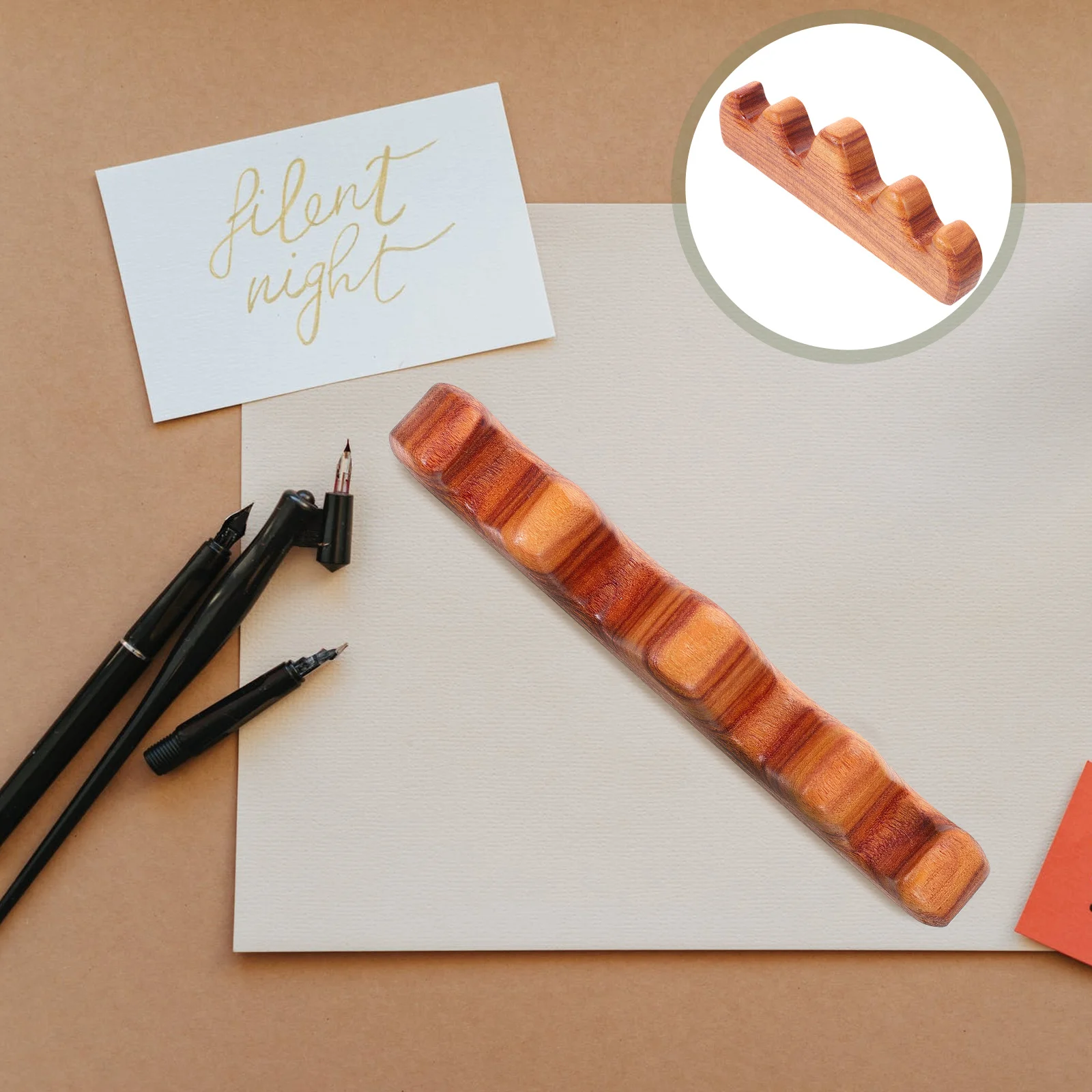 

Sandalwood Pen Stand Artistic Calligraphy Brush Pen Storage Rack Desktop Decoration for School Office Writing