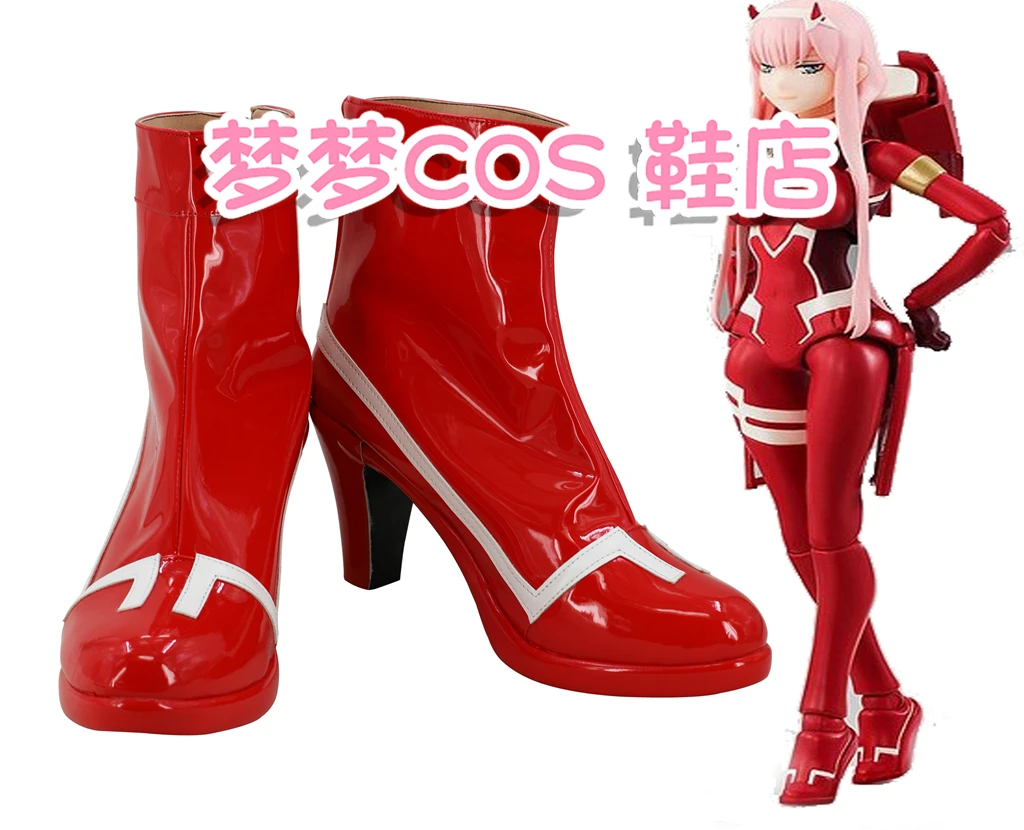 Darling In The Franxx Zero Two Code 002 Cosplay Red High Heel Shoes Boots Anime Halloween Boots Props
