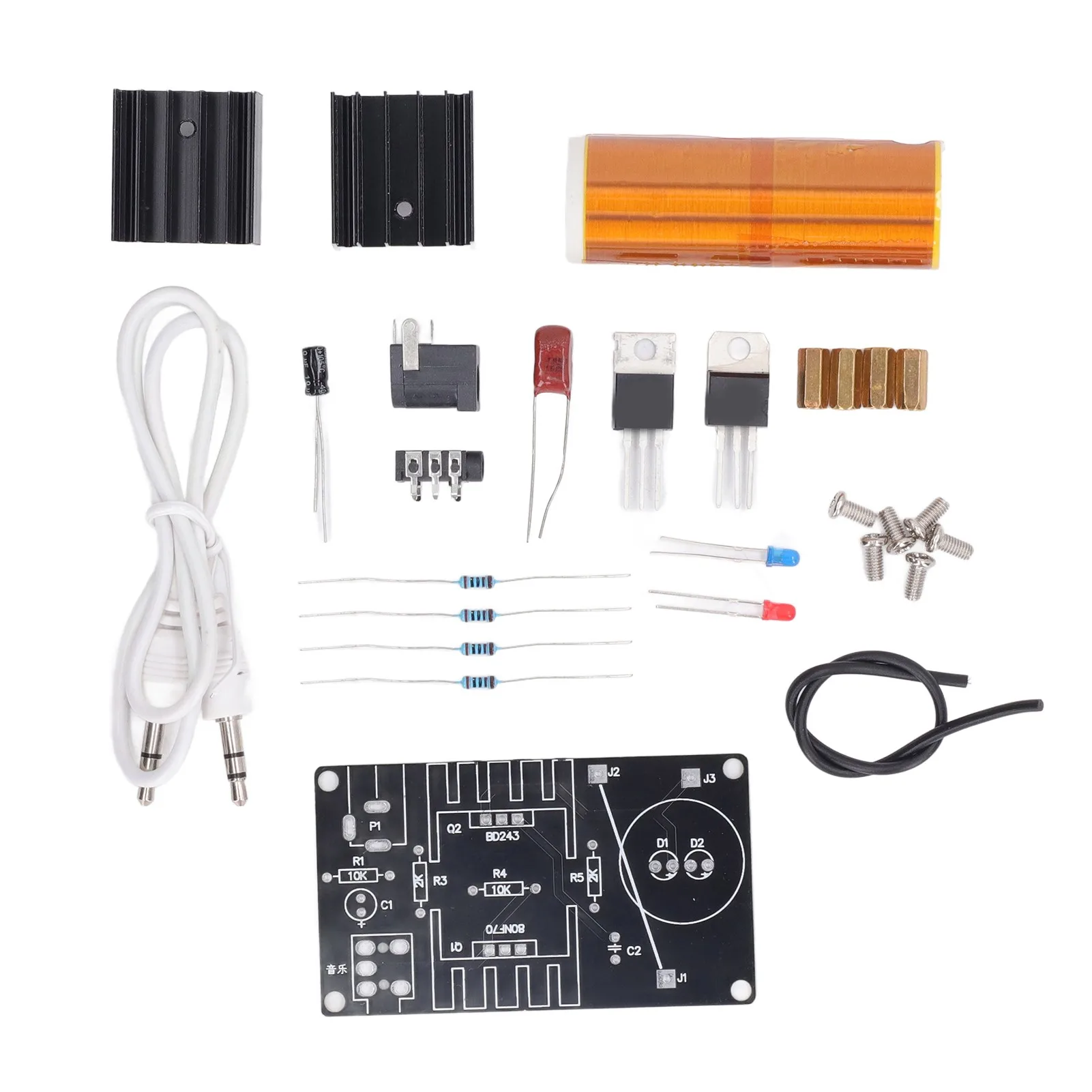15W Mini Music Tesla Coil Kit DIY Mini Tesla Coil Plasma Speaker Kit DIY Soldering Project for Teens Kids Adults Thanksgiving Ch