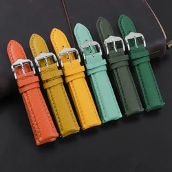 Lychee Pattern Genuine Leather Watch Band 18mm 19mm 20mm 22mm Cowhide Leather Watchband High Quality Business Watch Band Green