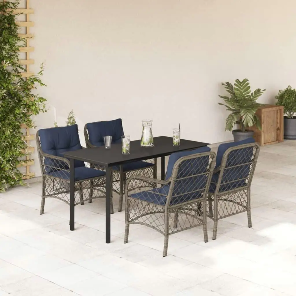 

Stylish Outdoor Garden Dining Set in Grey Navy Blue and Black All Weather Patio Furniture Ideal for Backyard and Balcony
