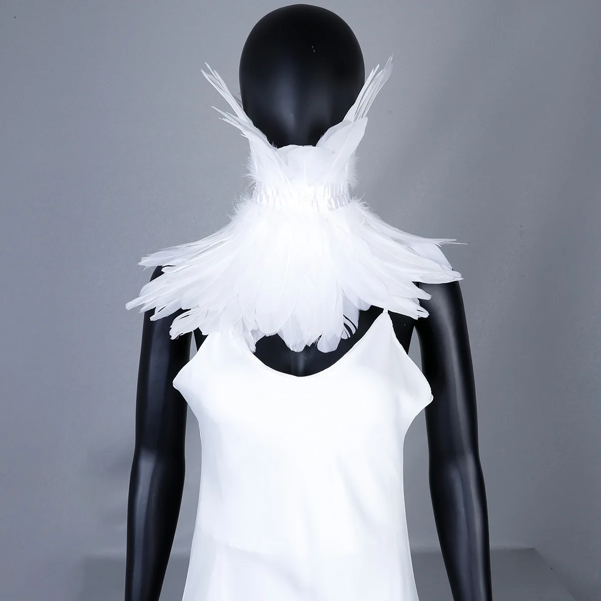 

Gothic Style Neck Scarves Woman Wedding Party Shawl Dress Cape Halloween Turkey Snood Women White Scarf Y2k Shawls Feather