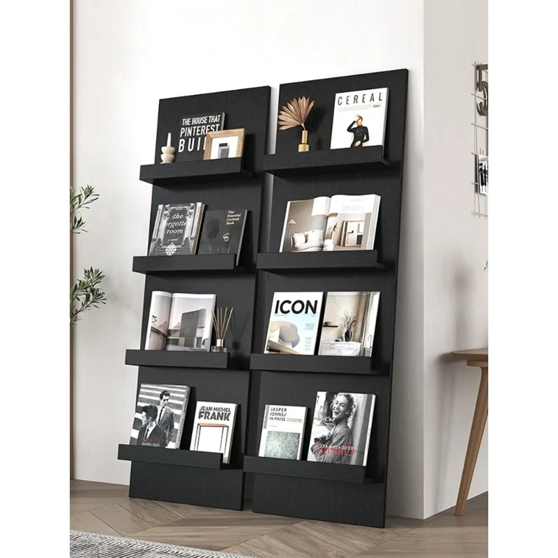 Multi-Tier Floor Bookshelf, Iron Display Rack, Wall-Leaning Storage Shelf with Easy Access Book Holder, Space-Saving for Home