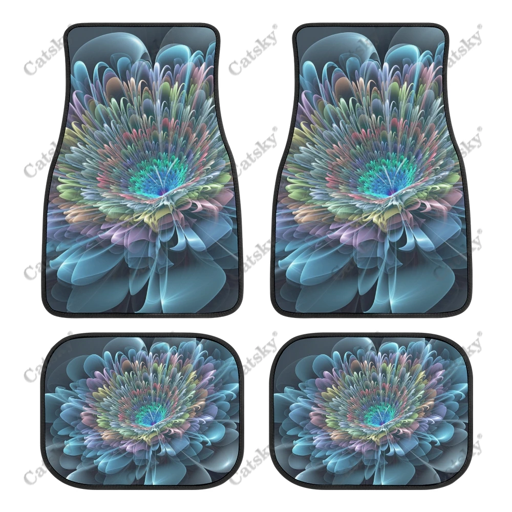 Artistic Flower Car Mat Universal Fit 4-Piece Set Car Floor Mats - Heavy Duty All Weather with Rubber Backing, Non Slip