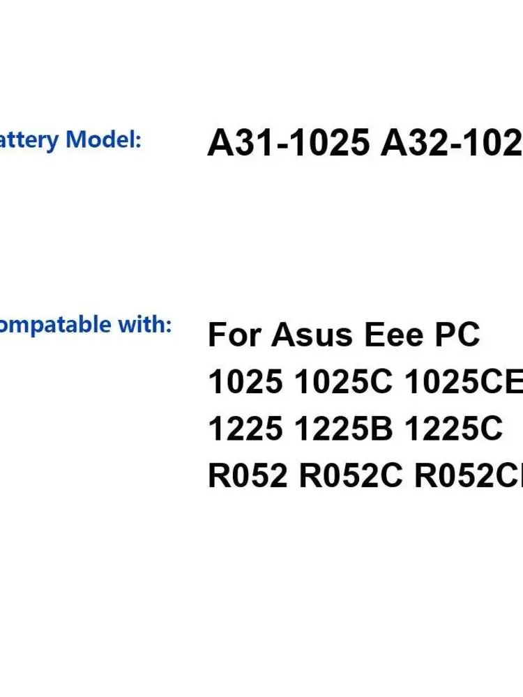 

Аккумулятор для ноутбука A31-1025 A32-1025 5200 мАч для Asus Eee PC 1025 1025C 1025CE 1225 1225B 1225C R052 R052C R052CE
