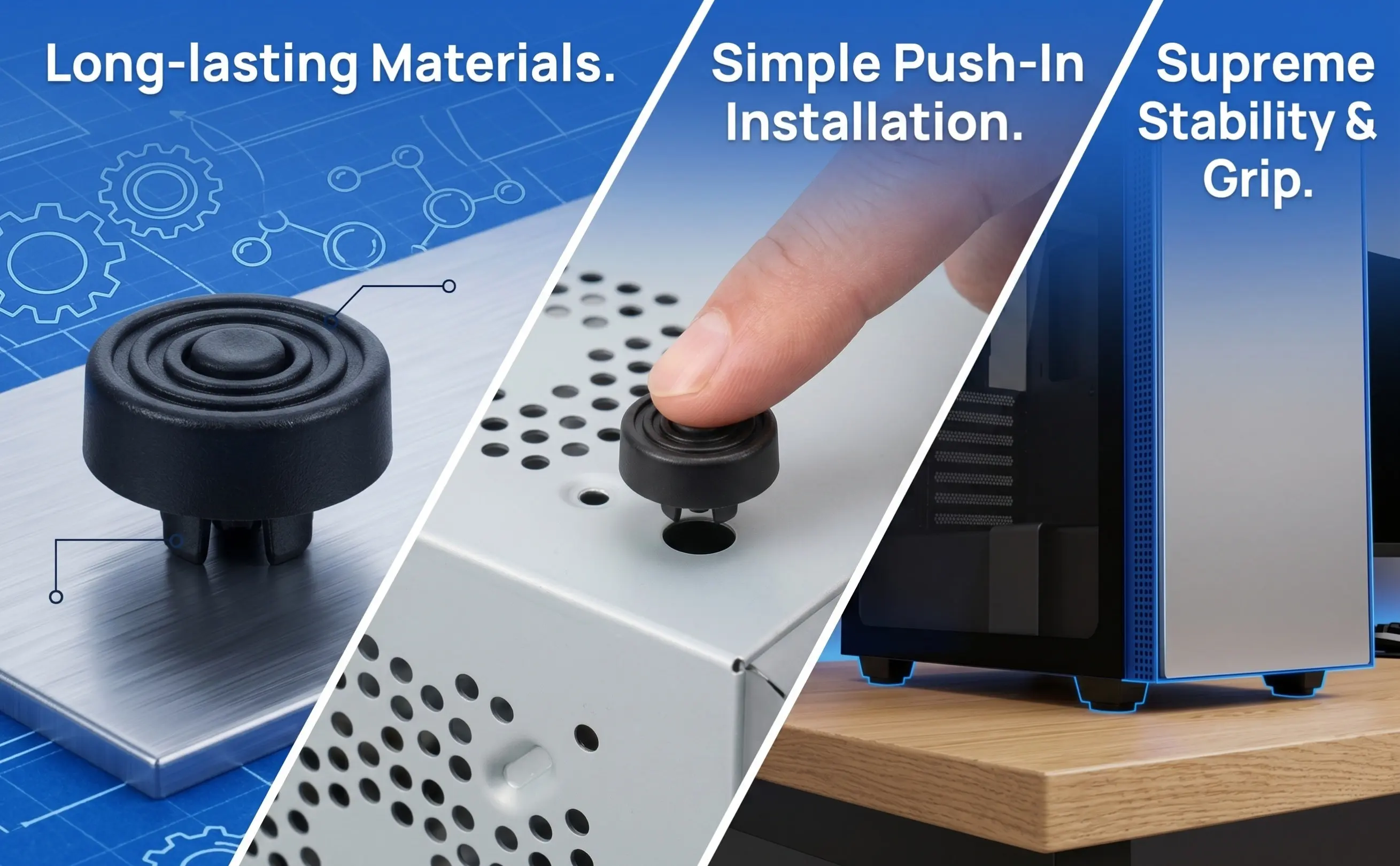 25Pcs Pc Case Anti-Vibration Feet Push-in Shock-Absorbing Non-Slip Pads Stable Support Desktop Gaming Chassis Noise Reduction