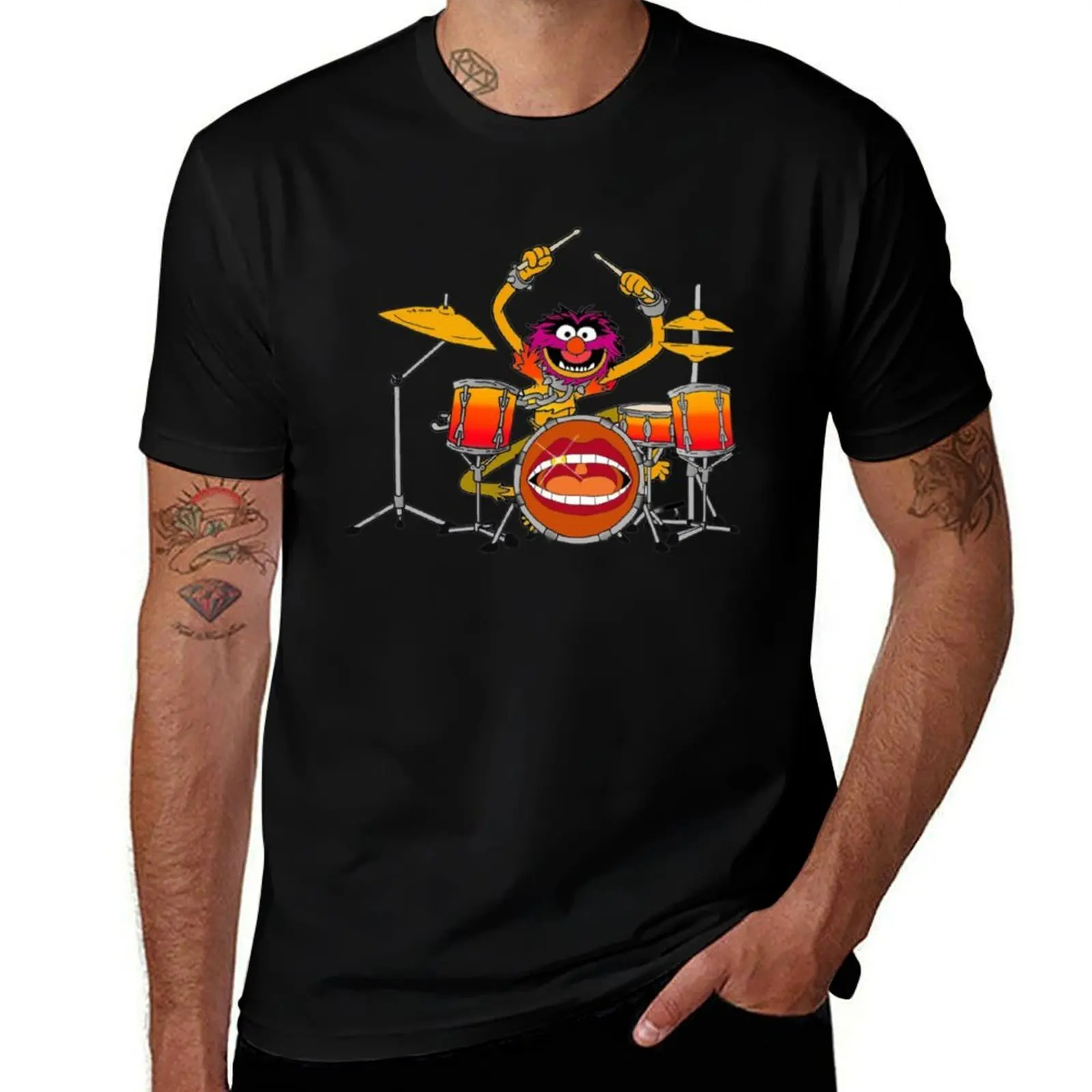 

shirts T-Shirt Muppet Tropical Flower Animal drum graphic man crazy goes Playing Drum t ,muppet