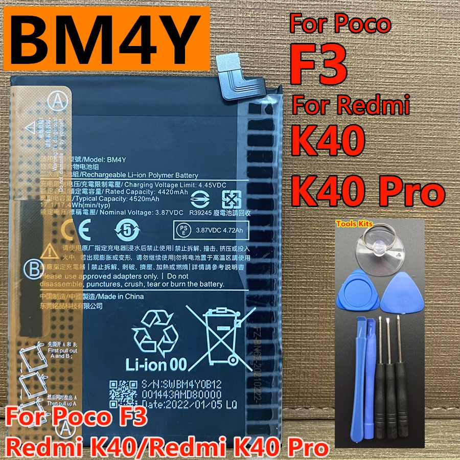 BM4Y 4520mAh New Original Battery For Xiaomi Mi 11i , For Poco F3 GT , Redmi K40 Pro K40Pro 5G Mobile Phone