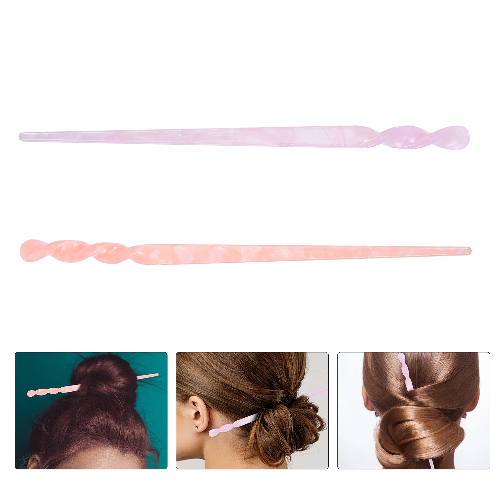 

2 Pcs Pin Cushion Hairpin Retro Decor Accessories Vintage Word Stitch Woman Headdress Acetic Acid Chignon Stick Sticks