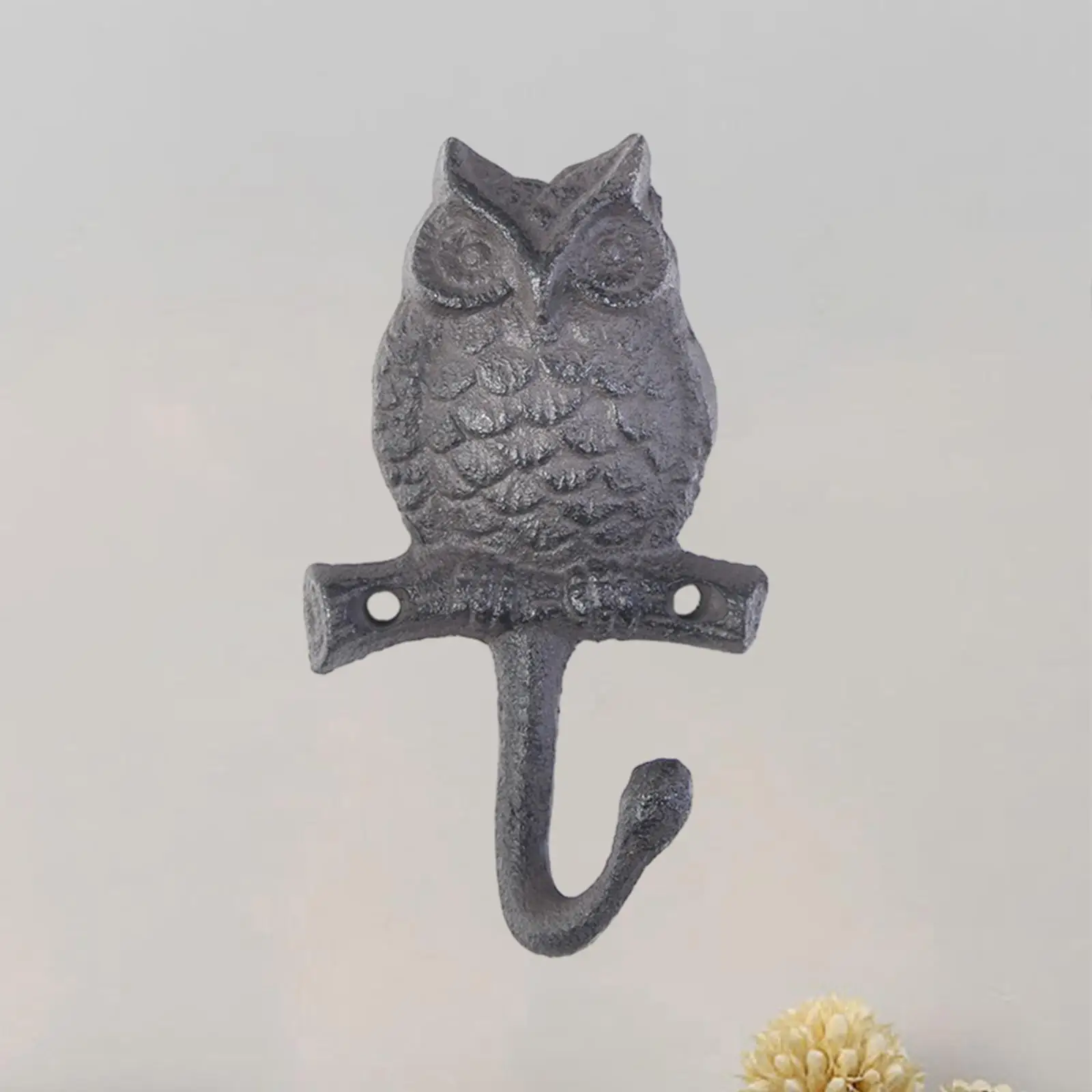 Wall Mounted Iron Owl Hook Rack for Hanging Clothes Hats Bags Towels Keys in Entryway Closet Garage Office Decor