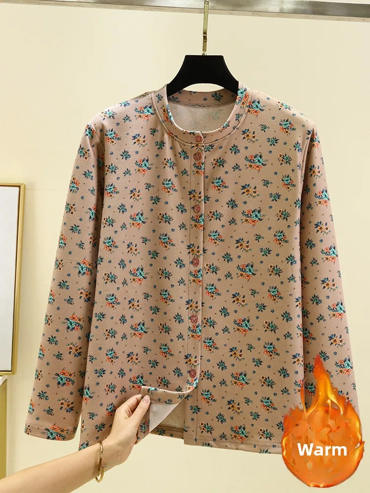 

Thiened Velvet Warm Cardigan Outerwear Women's Winter Home Spwear Top Large Size Flutton up irt Loose Fit Long S...