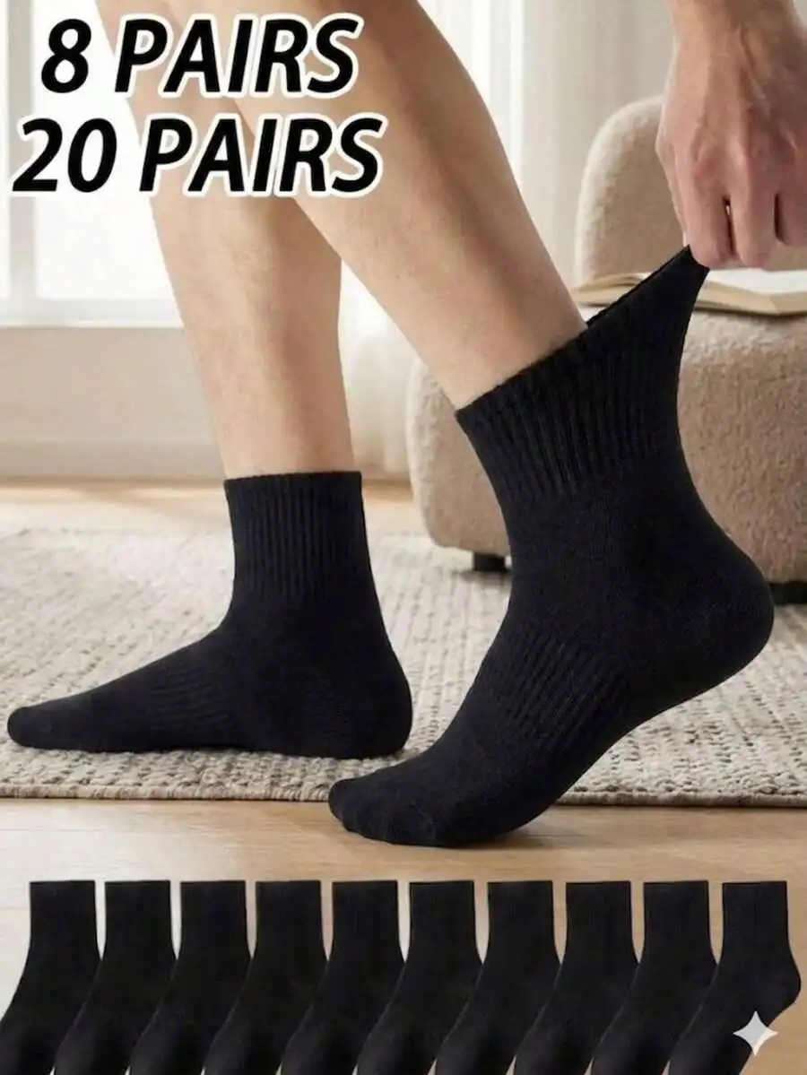 

8 Pairs Or 20 Pairs Thin Breathable Mid-Calf Socks Casual Unisex Adult Socks