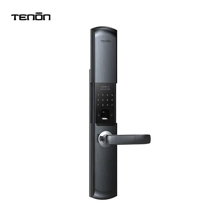 À prova d' água biométrica dedo impressão inteligente Handle Lock, teclado eletrônico, senha digital, Keyless Entrada Door Lock