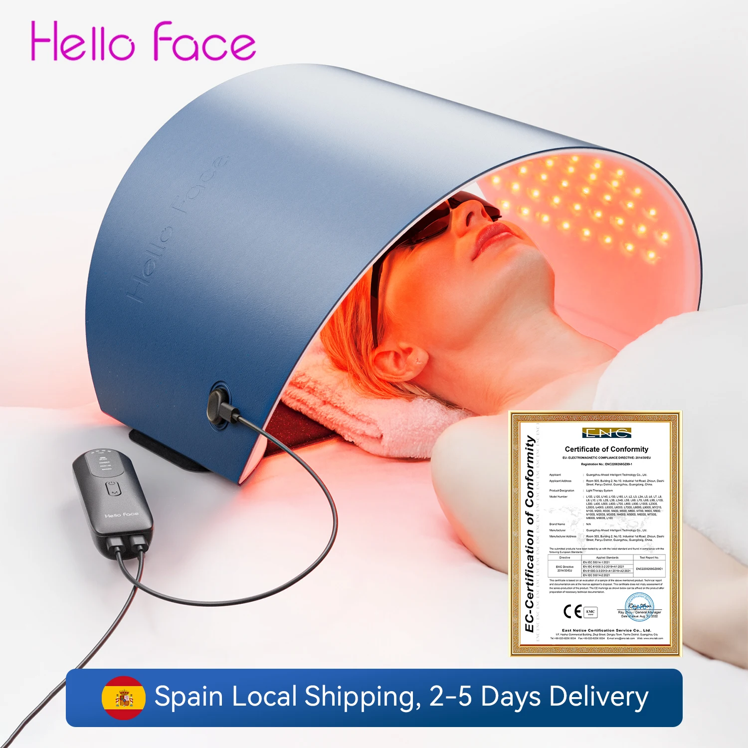 Светодиодная маска Hello Face L6: 630нм красный + 850нм ИК свет, 720 диодов против морщин и старения для лица и тела