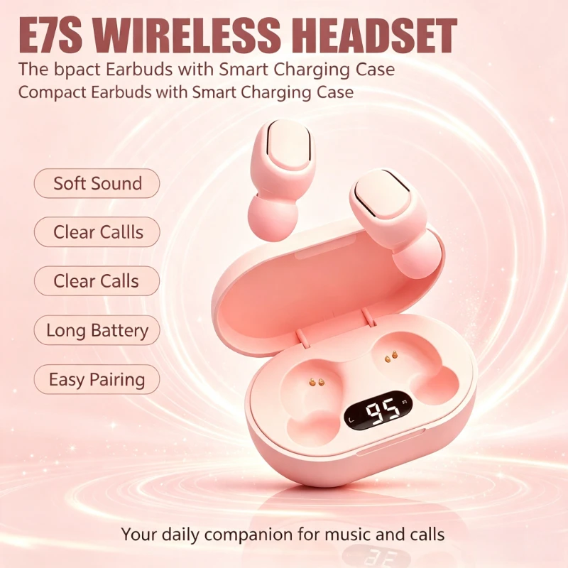 Mini Sport Wireless E7S TWS Bluetooth Earphones HiFi Stereo Noise Cancelling Earbuds Headset with Mic for Smart Mobile Phones