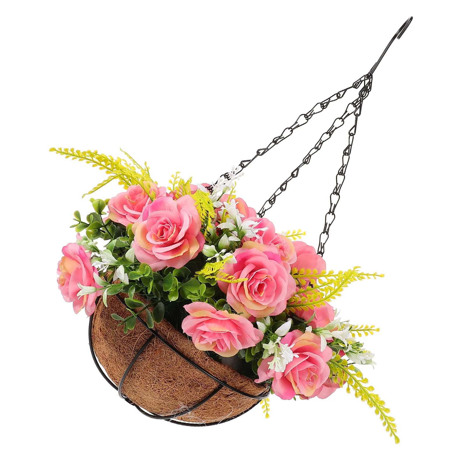 

Coconut Palm Basket Planter Pots Hanging Chain Indoor Plants Faux Flowers Artificial Decor Garden Pendant Spring Home Artistic