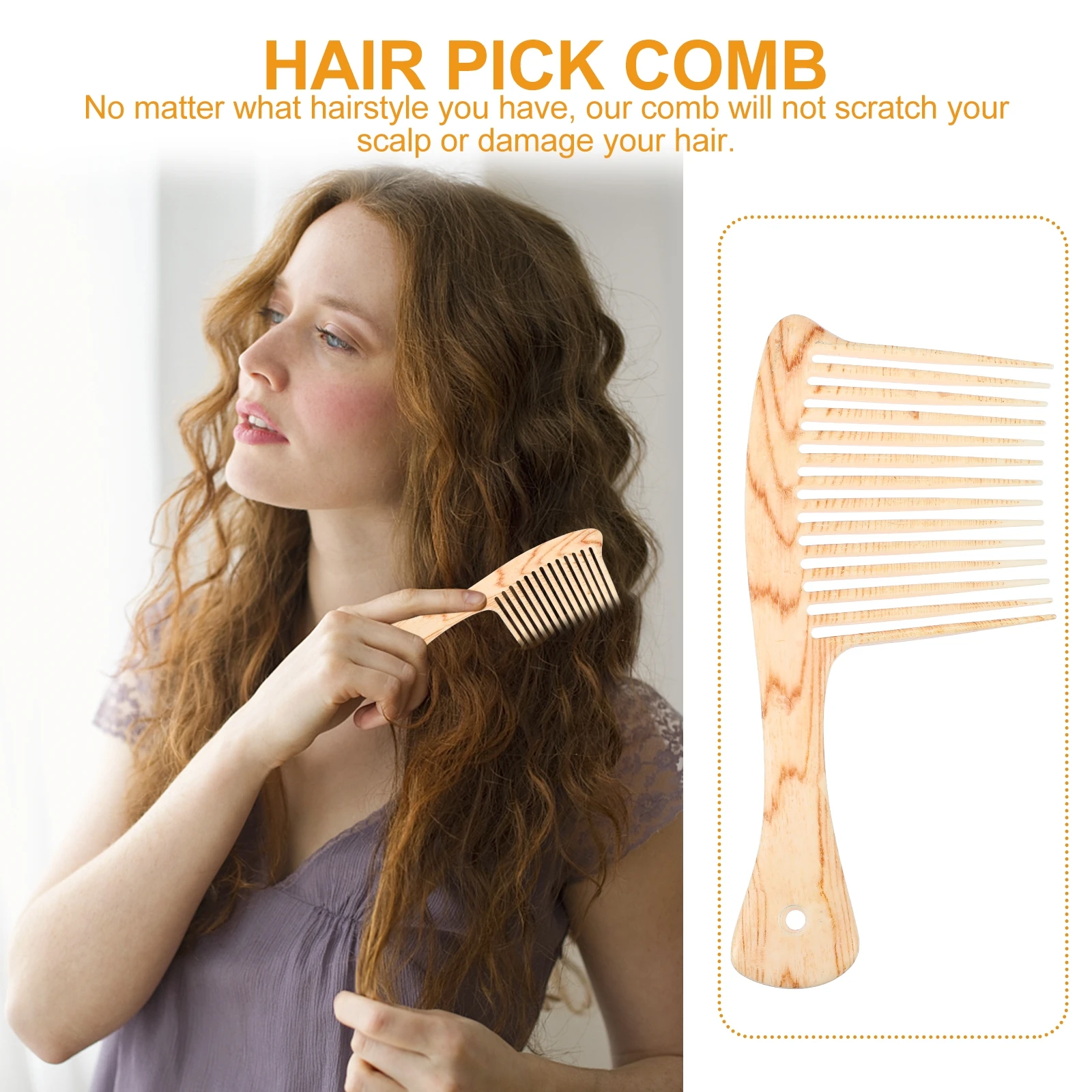 

Resilient Wide Tooth Detangling Afro Hair Care Comb For Thick Coarse Hair Large Spacing Smooth Long Beard Plastic