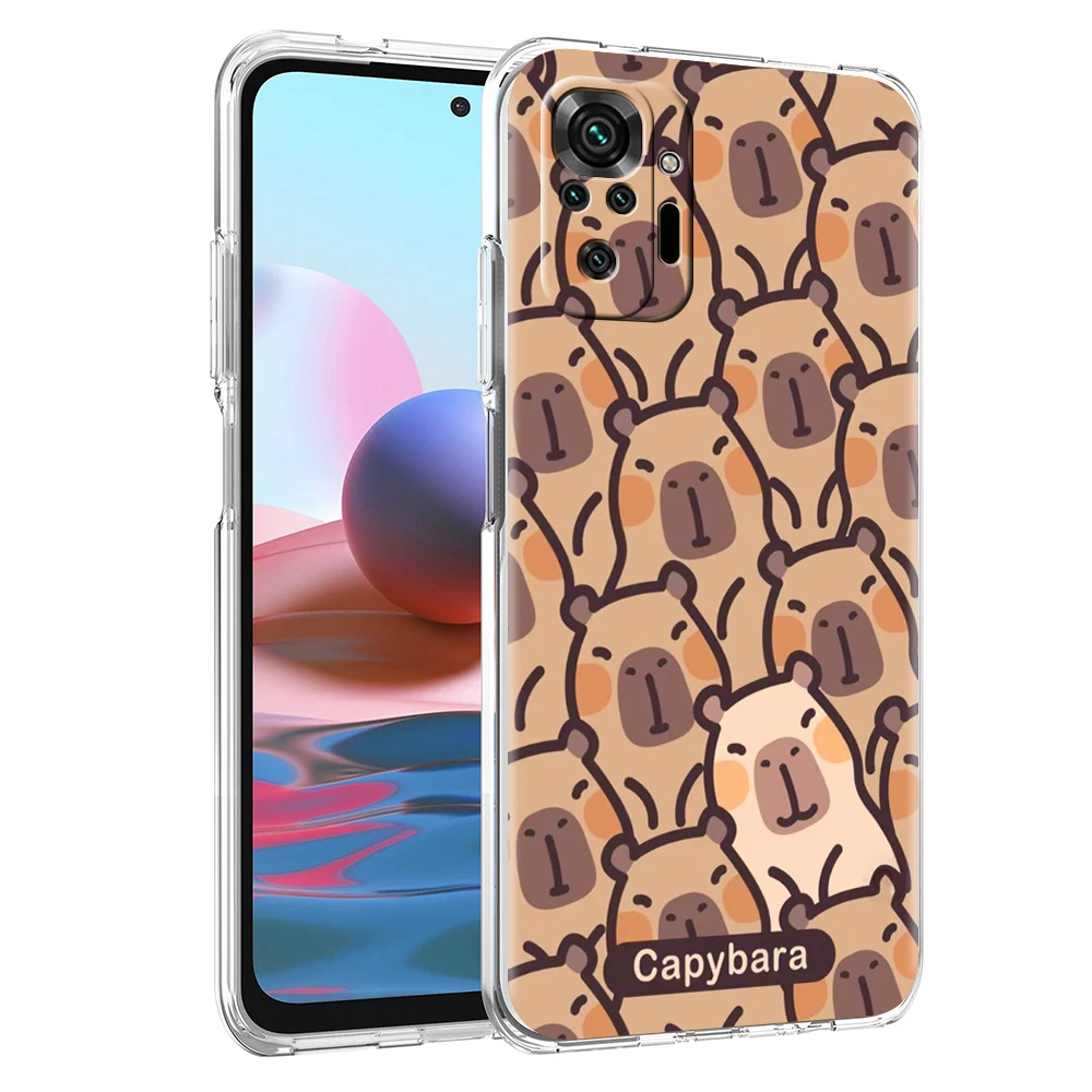 Cartoon Capybara Phone Case Cover for Redmi Note 10 11 11T 7 8 8T 9 K40 Gaming 9A 9C Pro Plus Transparent Shell Capas Fundas Bag