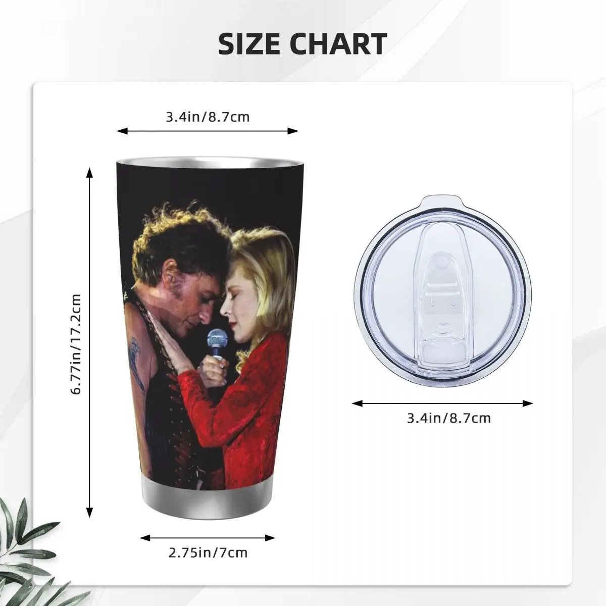 Johnny Hallyday And Sylvie Insulated Tumbler with Straws Lid Rock Music Vacuum Coffee Mugs Double Wall Hot Cold Drinks Cups 20oz