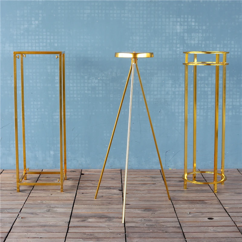 

JAROWN Wedding Arch Shiny Metal Iron Triangle Cylinder Square Frame Backdrop Gold-Plated Geometric Flower Stand Home Decoration