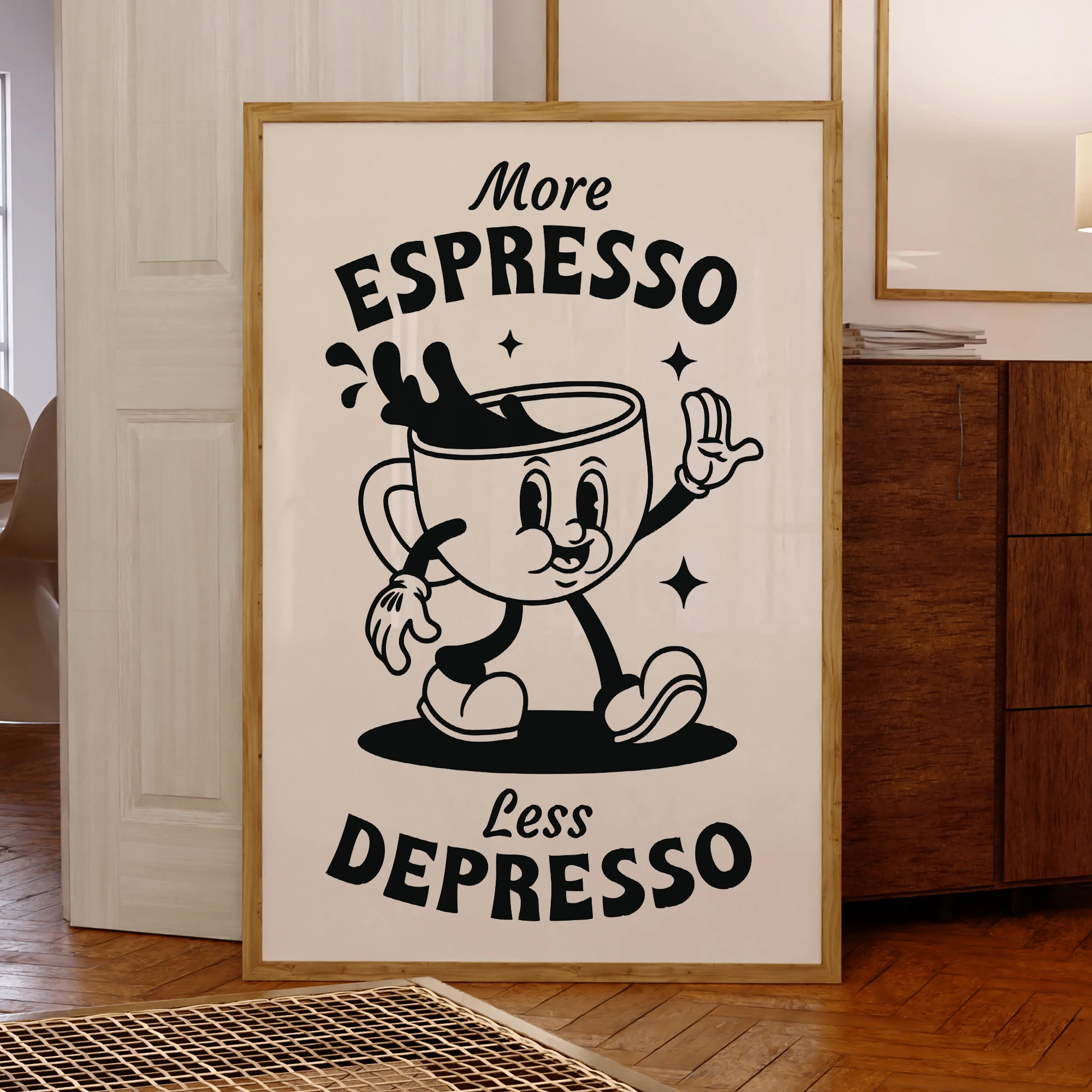 1PC frameless decorative art print,More Espresso Less Depresso Wall Art Prints Canvas Painting Poster Picture For Living Bedroom