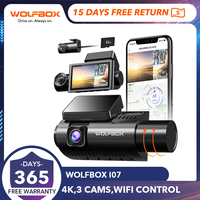 WOLFBOX I07 Dash  Cam 3 Channel Dash Camera for Car Front and Rear 4K Dash Camera with GPS WiFi Car Dvr for 170 FOV WDR