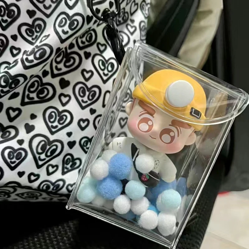 Mini Anime Doll Display Bag Transparent Coin Purse Pendant Square Pouch Organizer Wallet Key Lipstick Earphone Storage Bag