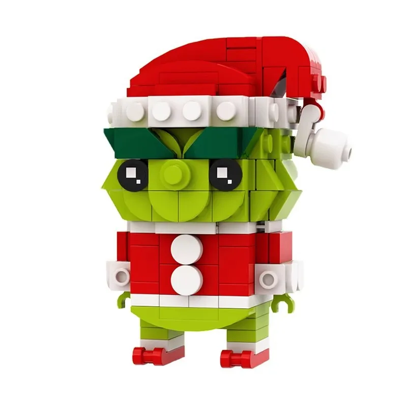 Creative Christmas Green Monster MOC Building Blocks DIY Brickheadz Toys for Children Educatioanl Christmas Gift