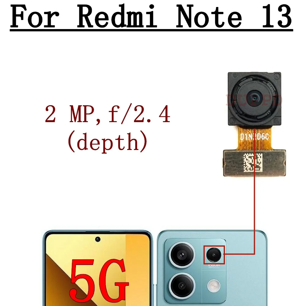 Rear Camera For Xiaomi Redmi Note 13 Note13 5G Front Selfie Facing Wide Main Back Camera Flex Parts