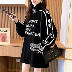 Printing Letter Turtleneck Casual T-Shirts Loose Streetwear Autumn Winter Thin Pullovers Interior Lapping Women's Clothing 2023