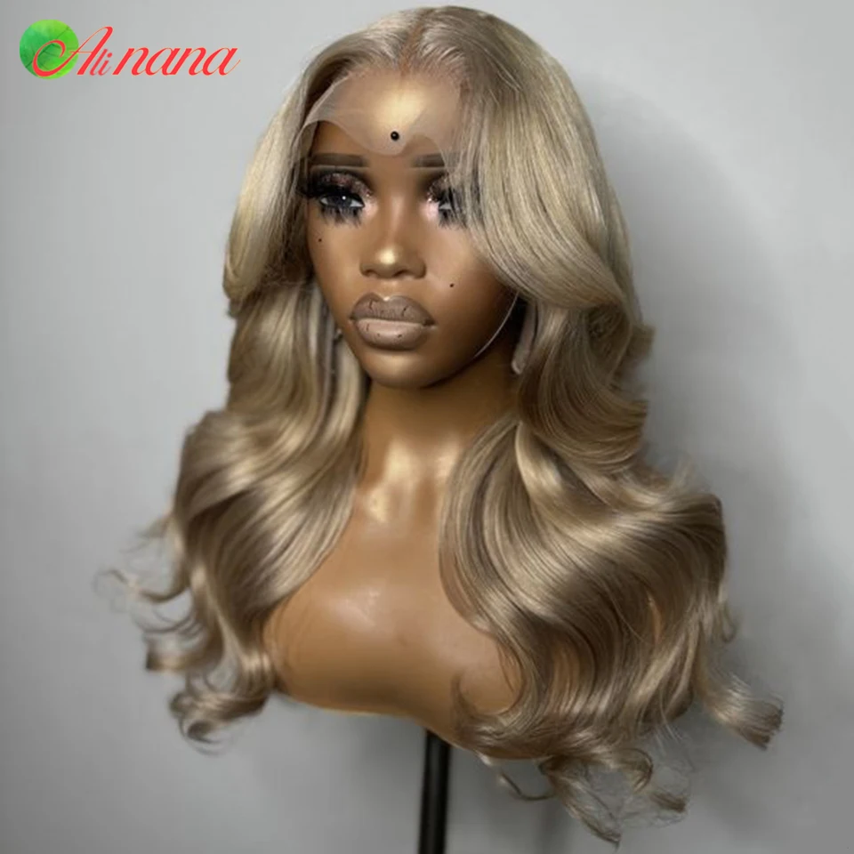 Wig pemutih bagian depan renda 13X4 HD warna pirang terang simpul sebelum dipetik 5X5 Wig penutupan renda 100% Wig rambut manusia untuk wanita