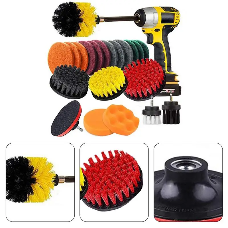 22pcs Drill Brush Attachments Set Cleaning Brush For Drill Shower Tile And Grout All Purpose Power Scrubber Cleaning Kit