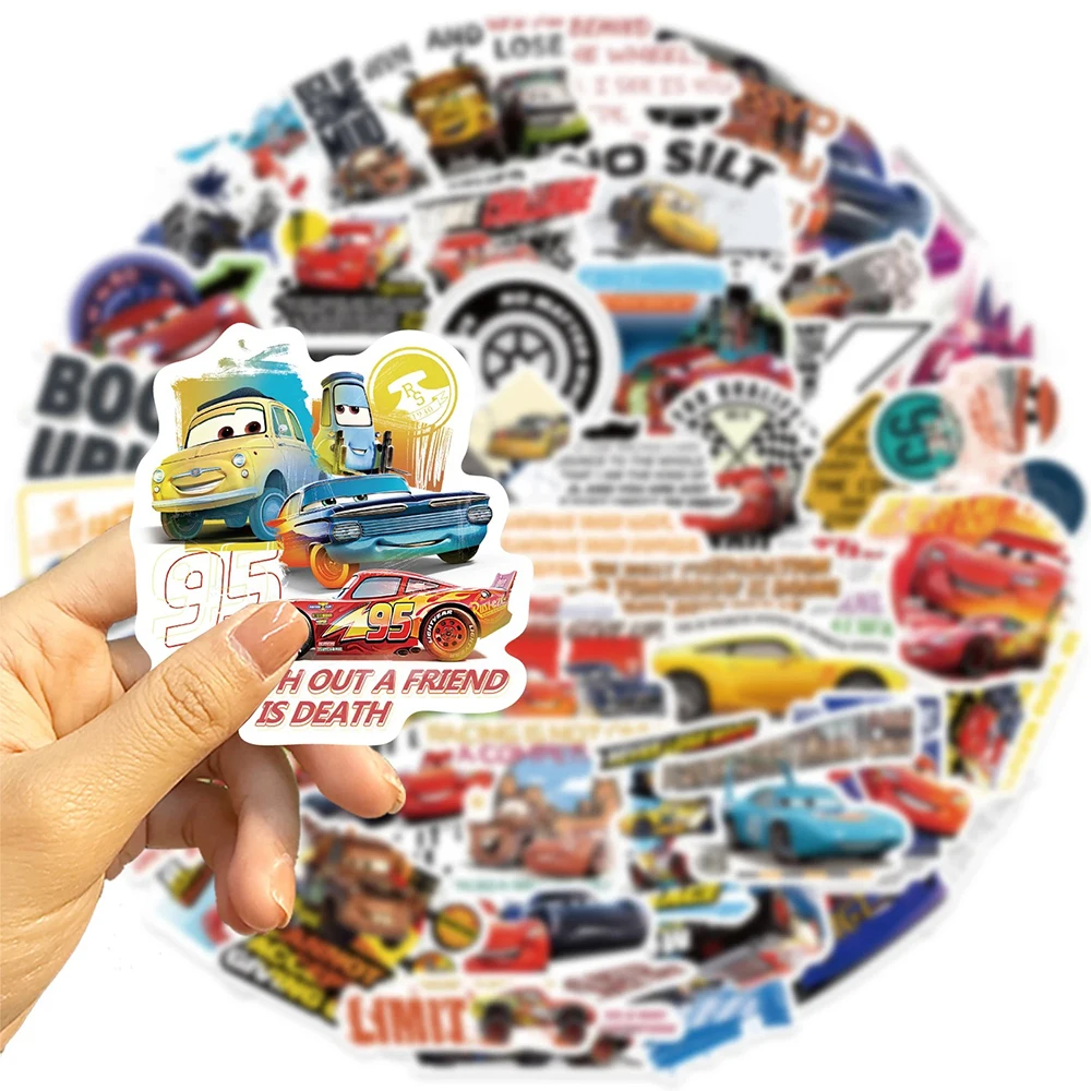 

10/30/50pcs Disney Cartoon Cars Inspirational Quotes Stickers McQueen Anime Decal Toys Waterproof Graffiti Skateboard Phone