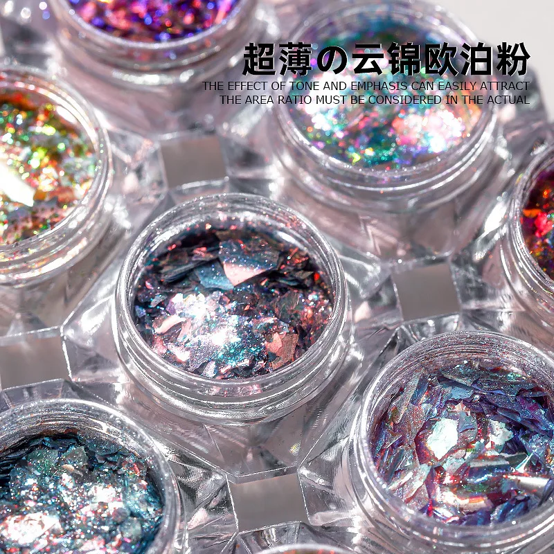 1Pc Winter Ultra-Thin Nail Glitter Powder Sequins Opal Nails Glitter Translucent Aurora Paillettes Pigment Shiny Sparkle Sequins