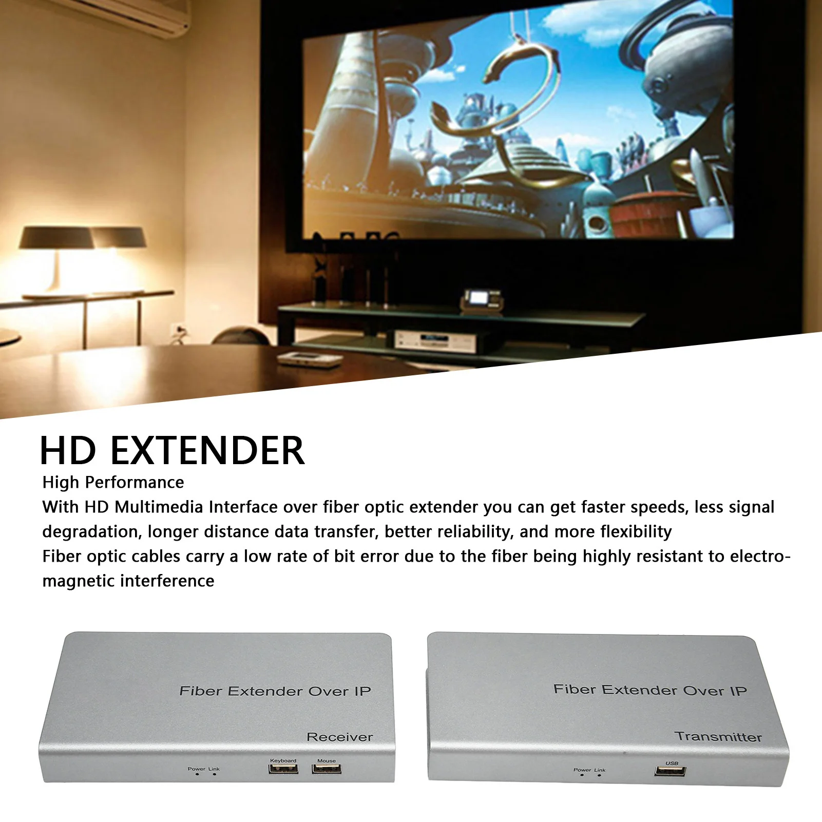 HD Multimedia Interface Extender Over  Optic Cable Up to 20Km 1080P HD Multimedia Interface KVM  Extender HD Extender