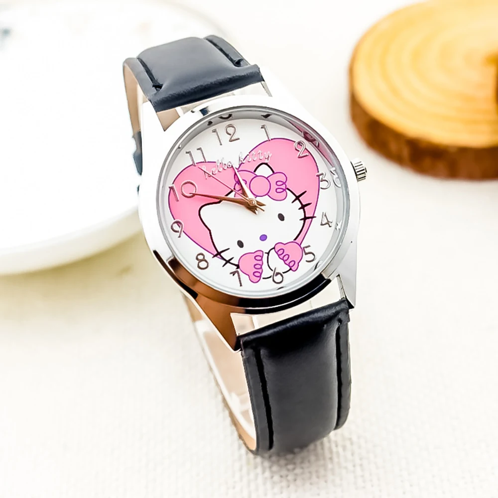 Hello Kitty Girls Kids Watch Cute Casual Waterproof Sanrio Cartoon Quartz Watches Fashion WristWatch Gifts for Children Women