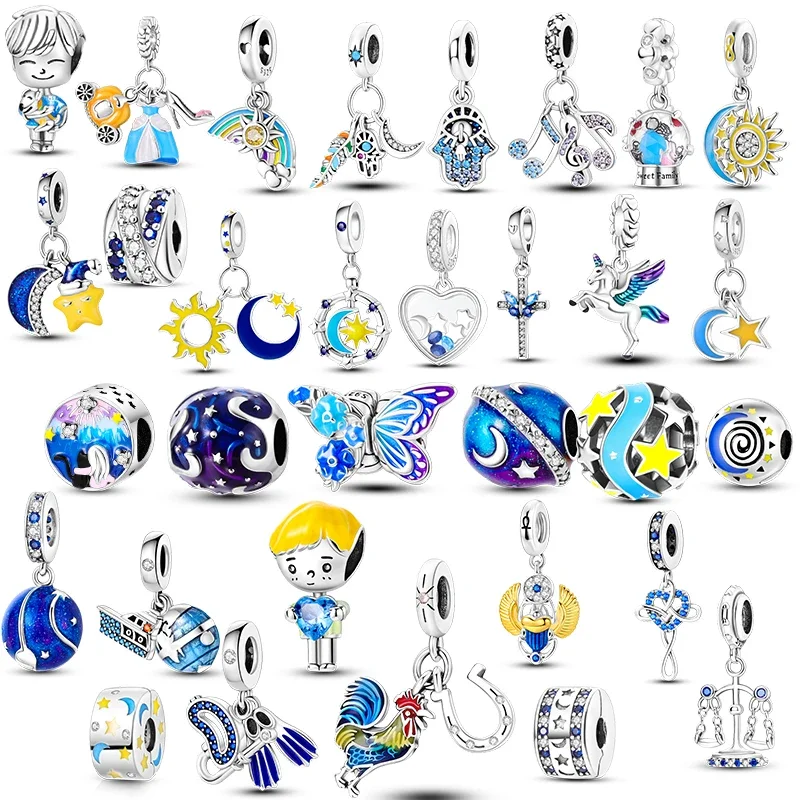 

Blue Shell Starfish Jellyfish Charm Fit Pandora 925 Original Bracelet 925 Sterling Silver Charm Beads Female Jewelry