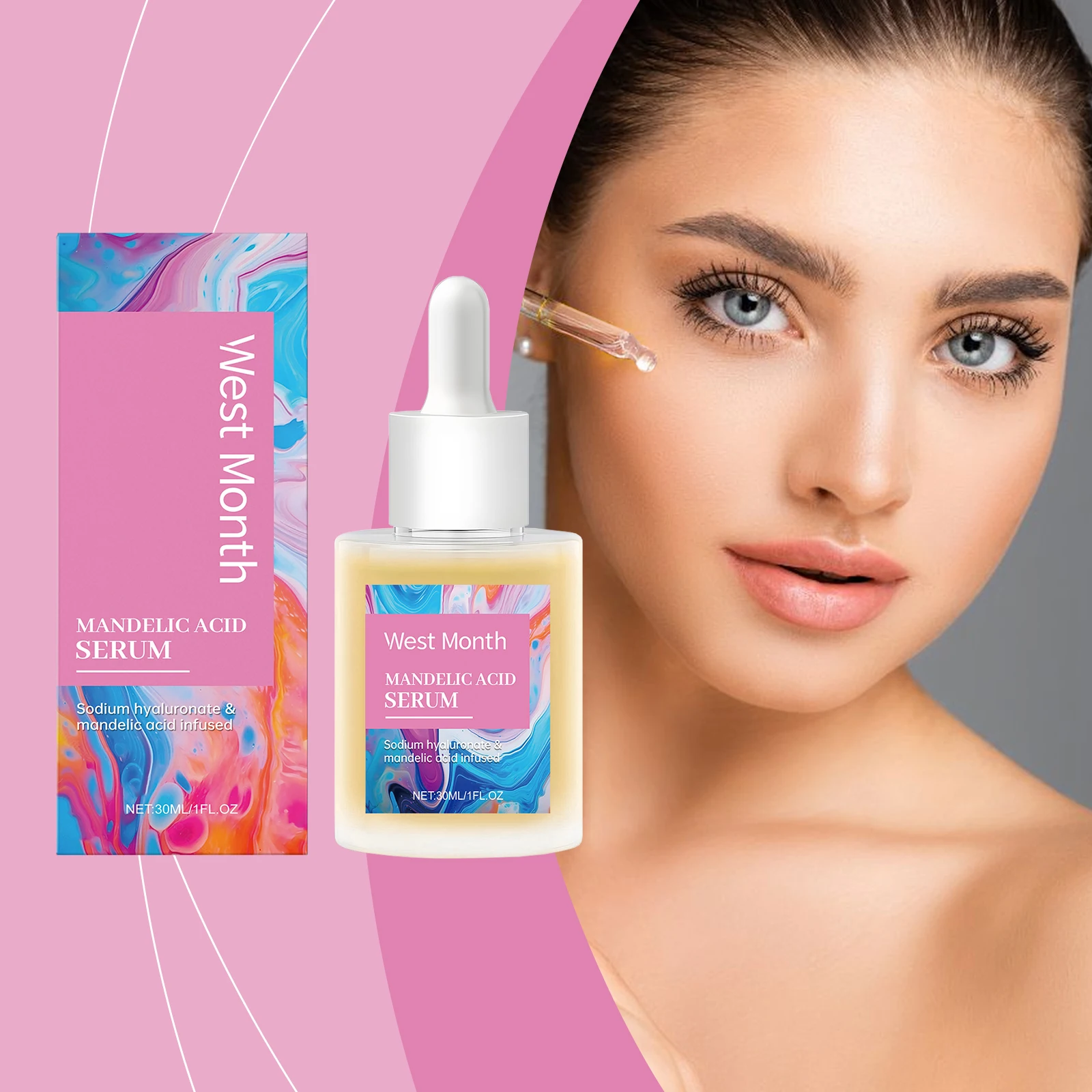 West Month Mandelic Acid Essence Facial Mild Moisturizing Essence Mild Exfoliation, Promote Cell Renewal 1 OZ