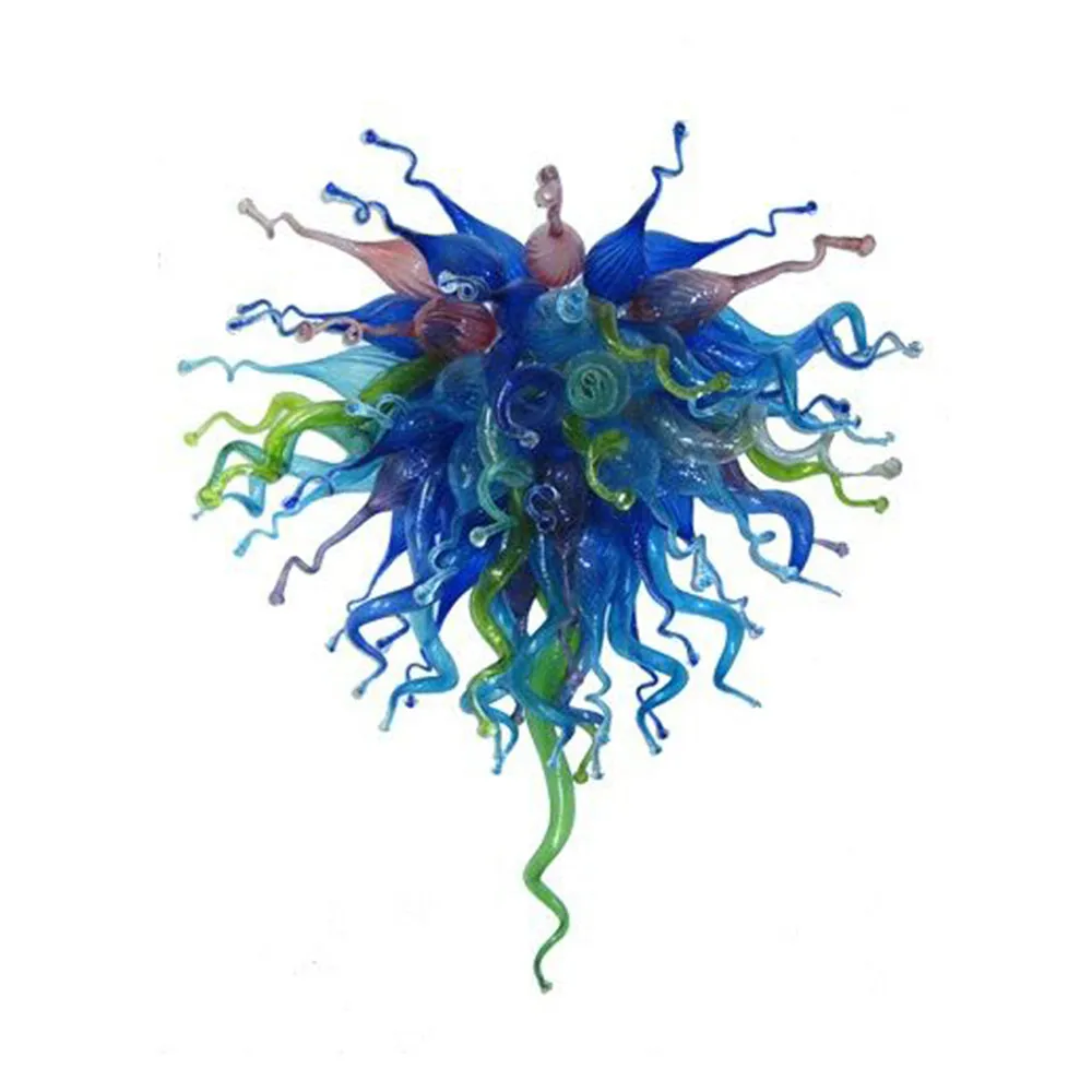 Hand Blown Glass Chandelier LED Pendant Light Colored Villa Art Lighting Fixtures Pretty Home Decor