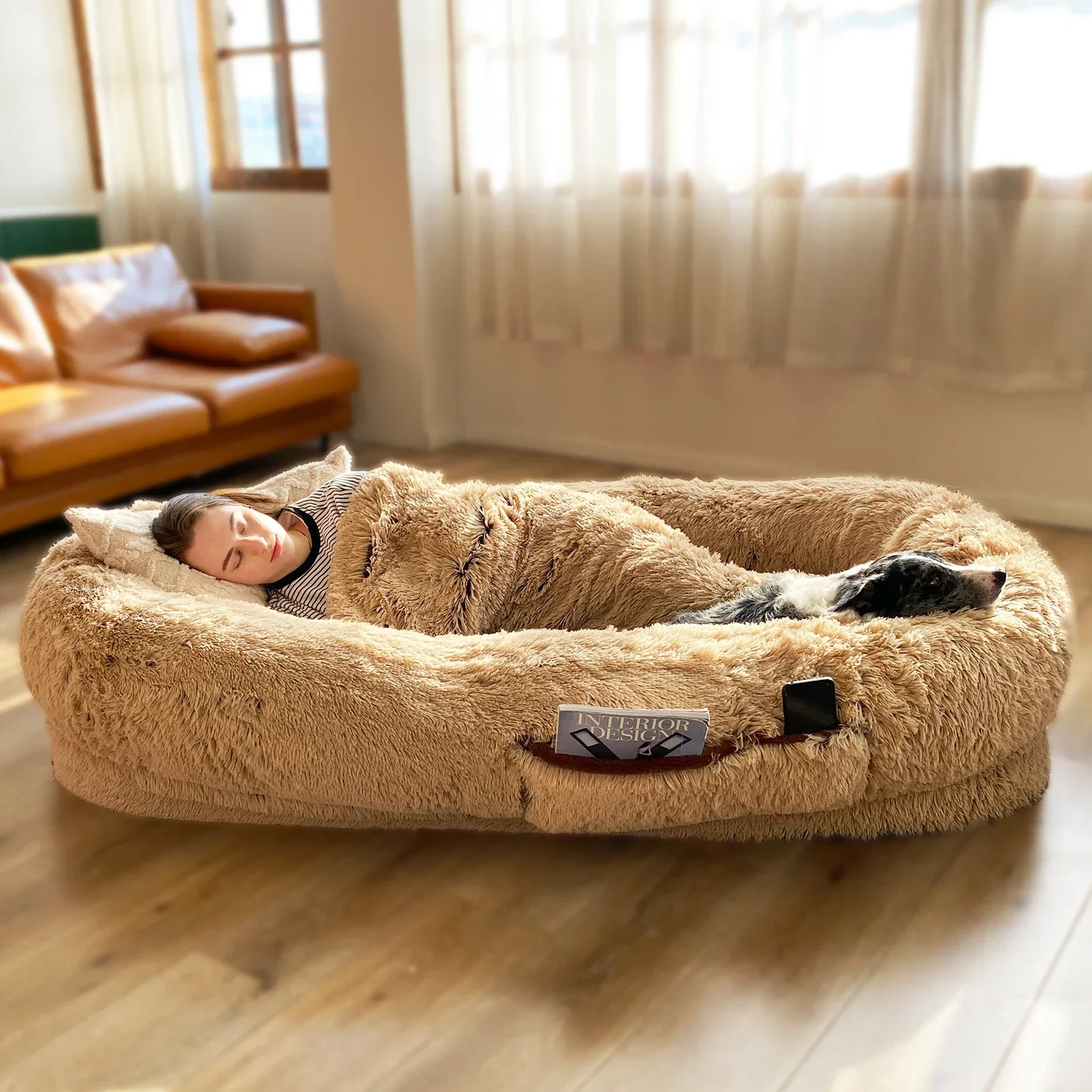 Factory direct sales of  explosive hot dog sofa bed orthopedic jumbo plus human size dog bed