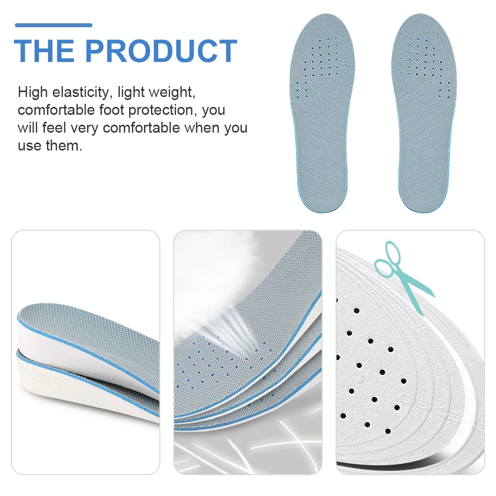 

Heightening Insoles Sweat Absorbing Shoe Pads EVA Shock Absorbing Cushions Lightweight Breathable Non Slip For Walking Sports