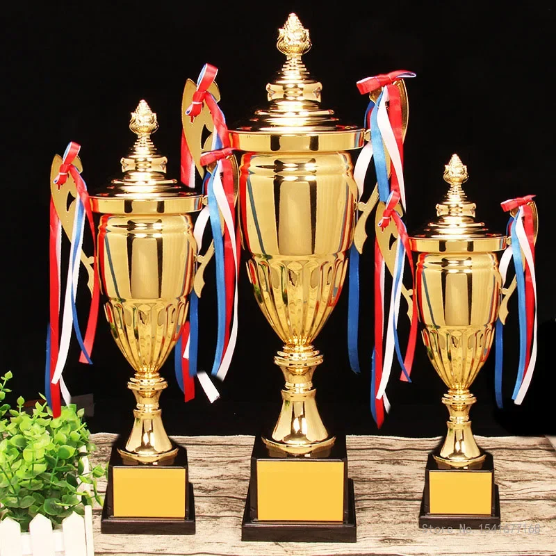 Customized Sports Champions Metal Trophy Contest Commercial Covered Souvenir Cup Big Universal Trophy Home Decoration Awards 1Pc