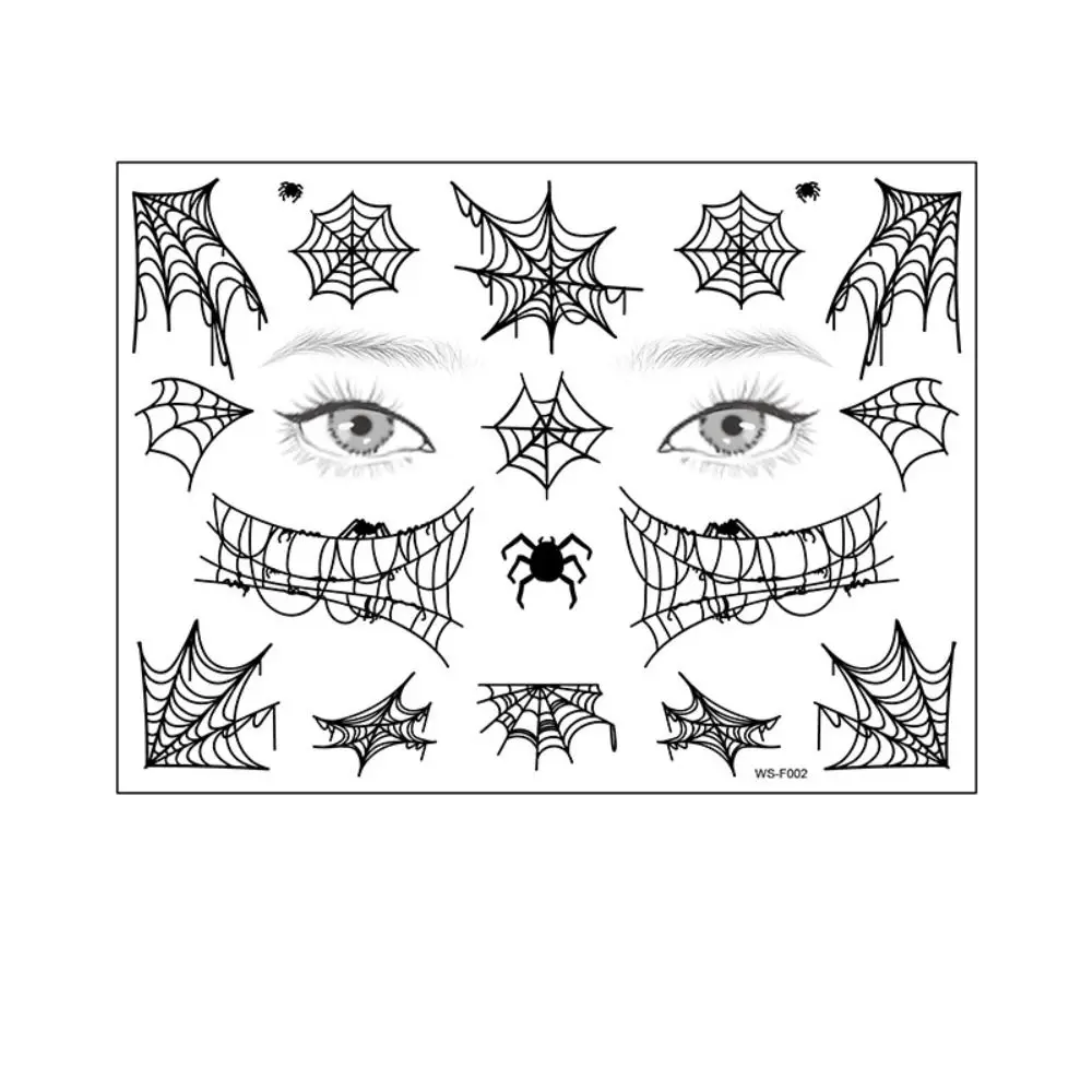 12Sheets Waterproof Spider Web Face Patch DIY Halloween Halloween Scary Tattoo Cobwebs Body Art Decals Cosplay Props
