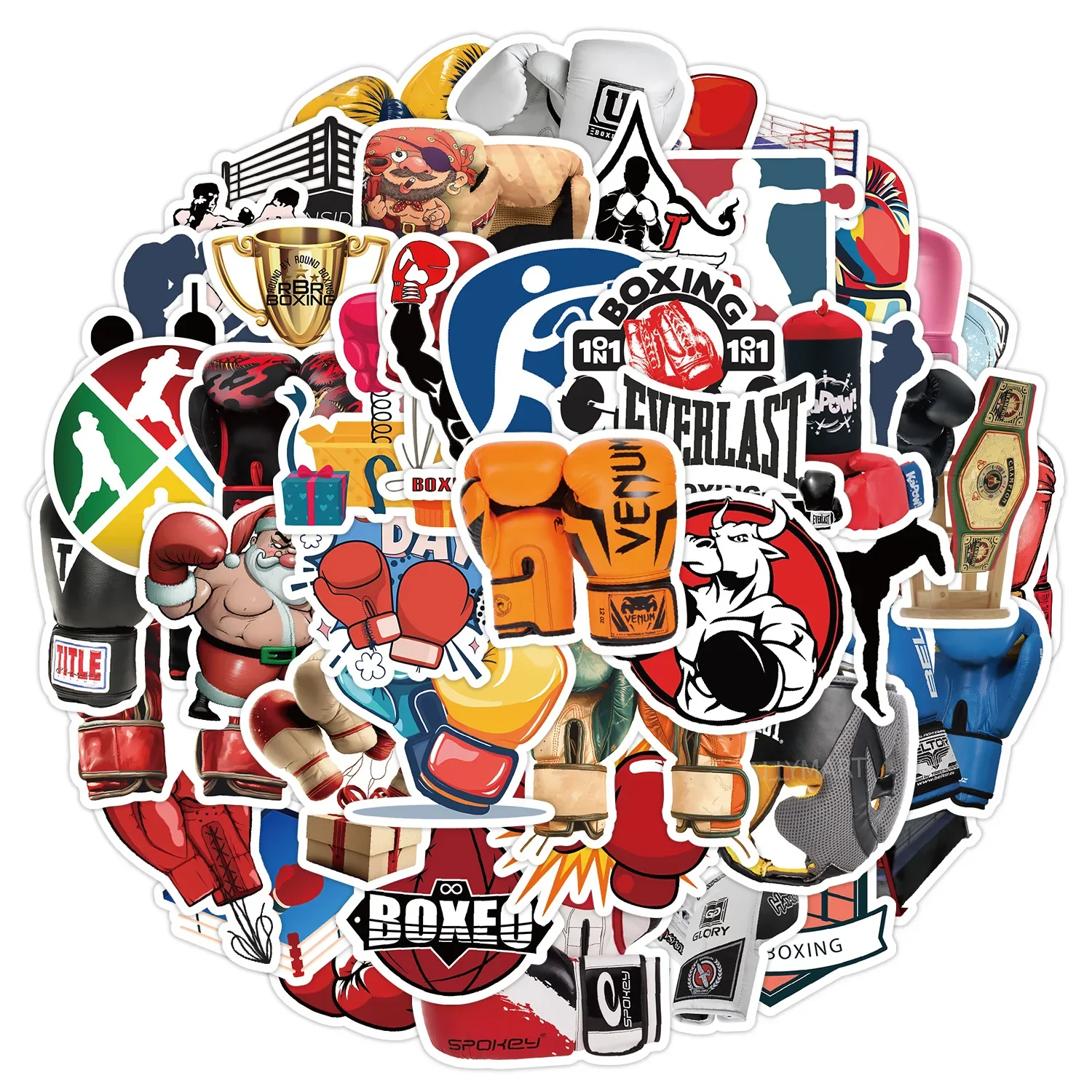50 Stück Boxsport-Graffiti-Aufkleber, lustige Cartoon-Sticker für Gitarre, Tasse, Fotoalbum, Notizbuch, Skateboard, wasserfeste Aufkleber