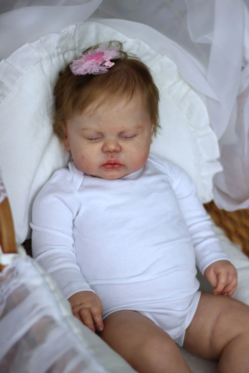 60CM Reborn Pickle Hand-Rooted Hair Handmade Baby Doll in Cotton Body Soft Touch with 3D Painted SKin Visible Veins