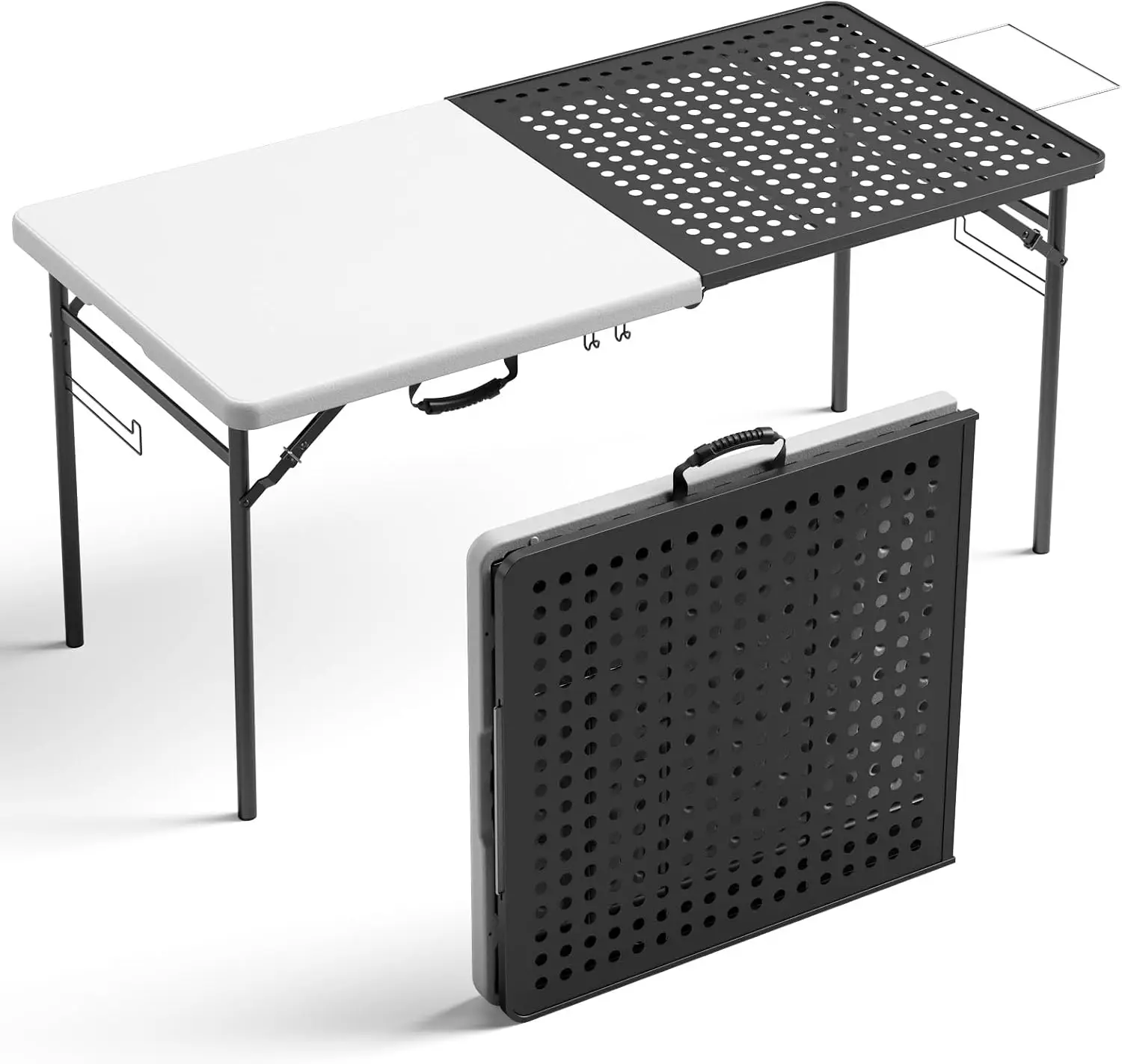 

5ft Folding Table for Camping, Portable Outdoor Table with Metal Grid Surface, Heavy Duty for BBQ Prep