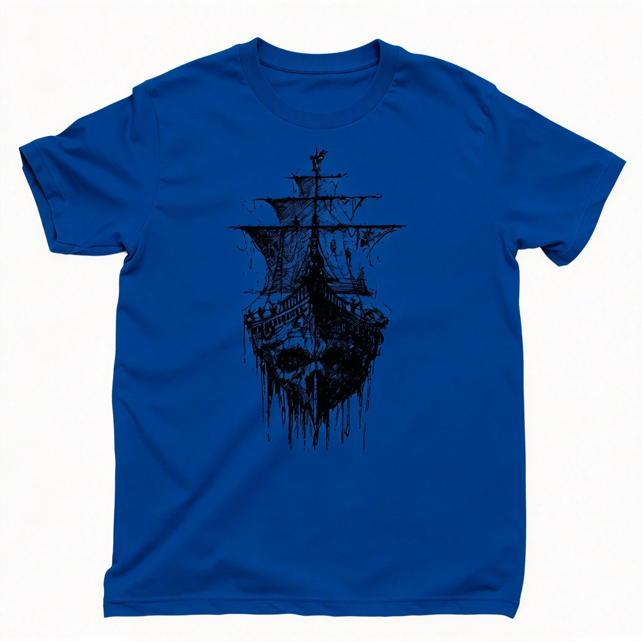 Pirate Ghost Ship T Shirt Jolly Roger Skull Crossbones Scallywag Blackbeard Tee New Summer Styles