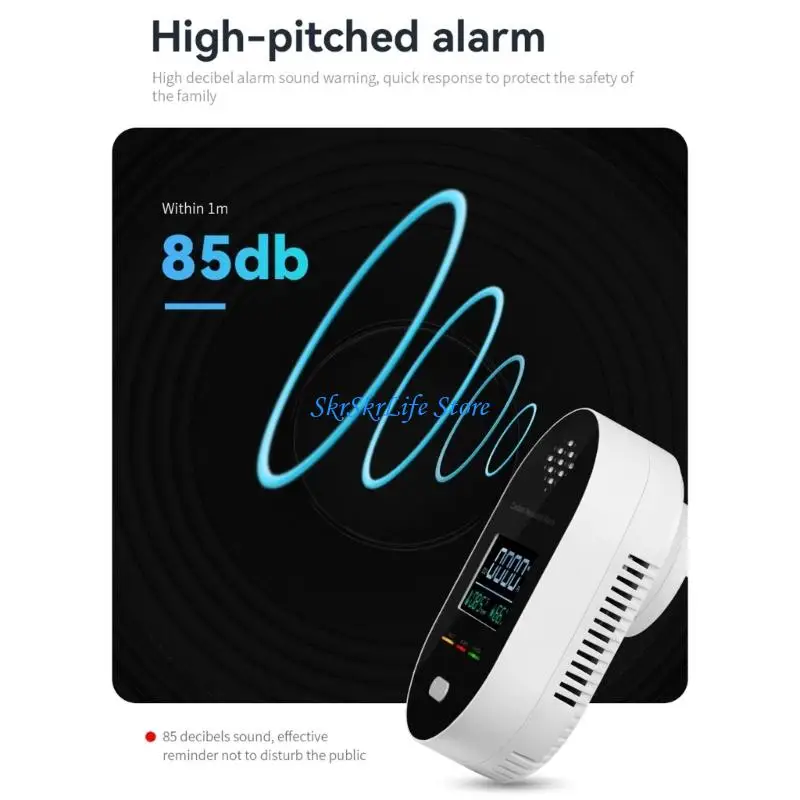 

E65E 3 In 1 Threat Detection Wall Outlet CO Monitor Hygrometer Alarm For Home Safety